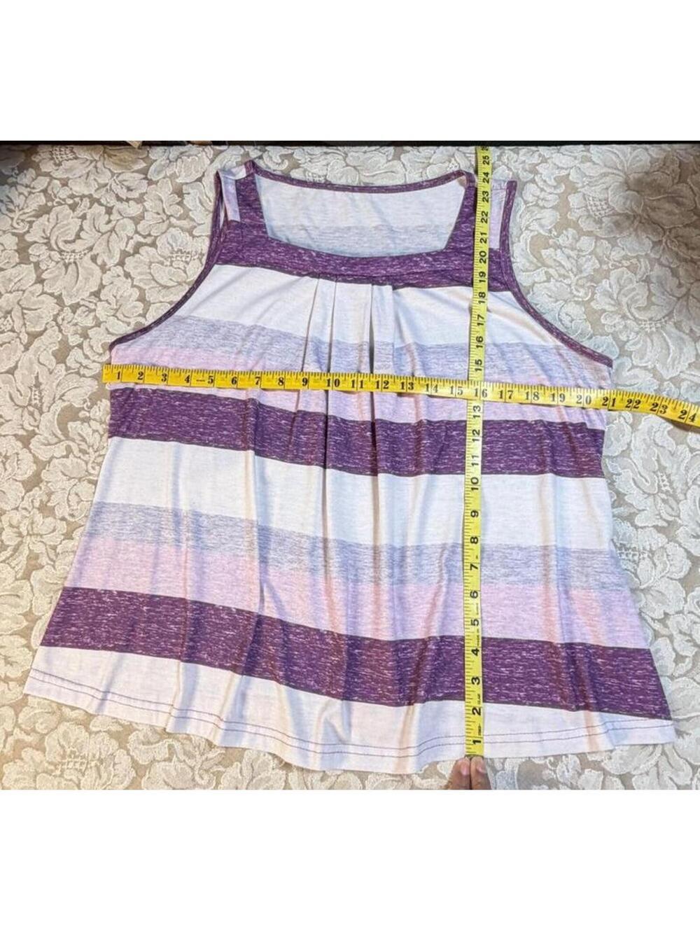 TOP Shein XL Purple and White Striped Sleeveless Tank Top